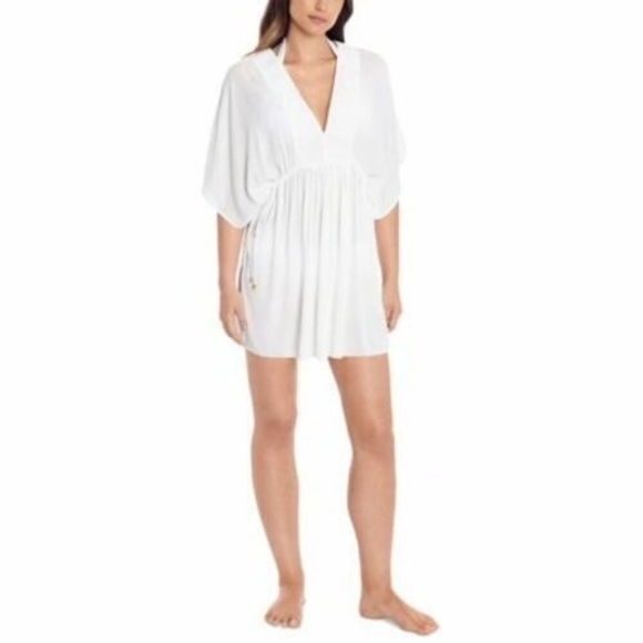 LAUREN RALPH LAUREN Swim Cover-Up - White Size M Crinkle Tunic‎ Cover-Up Dress - Picture 5 of 7